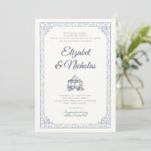 Dusty Blue Rococo Garden Wedding Invitation 招待状 (スタンド正面)