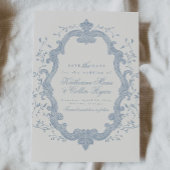 Dusty Blue Rococo Save The Date Card 招待状