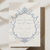Dusty Blue Rococo Wedding Invitation 招待状