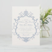 Dusty Blue Rococo Wedding Invitation 招待状 (スタンド正面)