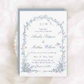 Dusty Blue Romantic Botanical Arch Garden Wedding  招待状