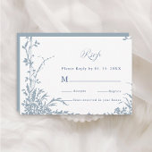 Dusty Blue Romantic Botanical Garden Wedding 出欠カード