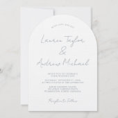 Dusty Blue Romantic Modern Arch Wedding Invitation 招待状 (正面)