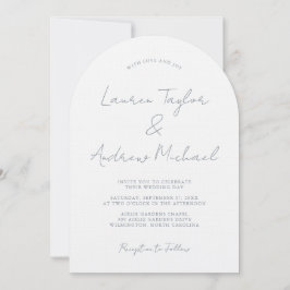 Dusty Blue Romantic Modern Arch Wedding Invitation 招待状