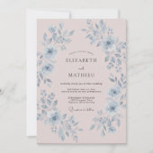 Dusty Blue Romantic Peony Wedding 招待状 (正面)