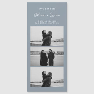 Dusty Blue Romantic Photo Strip Magnetic Wedding