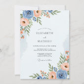 Dusty Blue Romantic Spring Wedding 招待状 (正面)