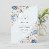 Dusty Blue Romantic Watercolor Wedding 招待状 (スタンド正面)