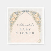Dusty Blue Rose Arch Baby Shower スタンダードカクテルナプキン (正面)