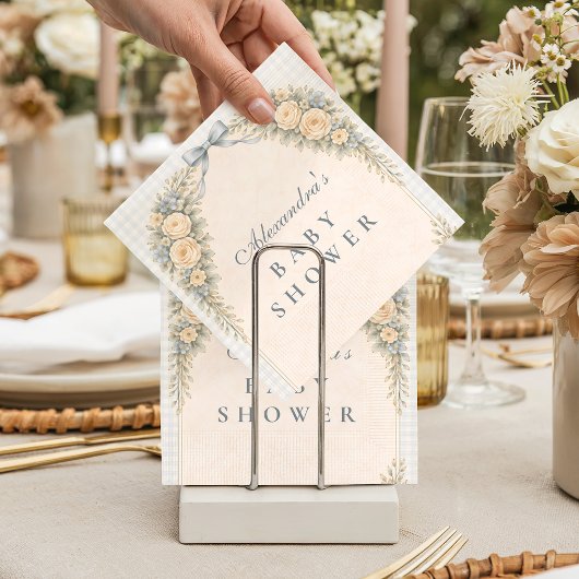 Dusty Blue Rose Arch Baby Shower スタンダードカクテルナプキン