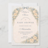Dusty Blue Rose Arch Baby Shower 招待状 (正面)