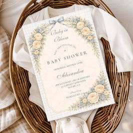 Dusty Blue Rose Arch Baby Shower 招待状