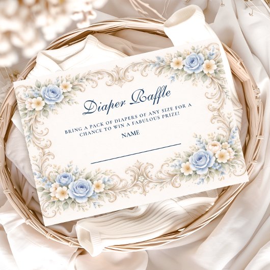 Dusty Blue Rose Baroque Diapper Raffle エンクロージャーカード