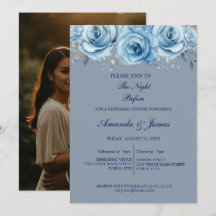 Dusty Blue Rose Floral Photo Rehearsal Dinner