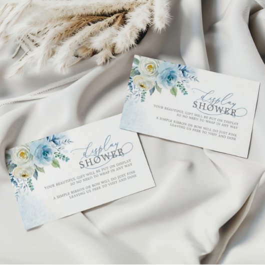 Dusty Blue Rose Flowers Display Shower Ticket エンクロージャーカード