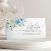 Dusty Blue Rose Flowers Display Shower Ticket エンクロージャーカード