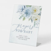 Dusty Blue Rose Flowers Prayers For Baby Sign 台座サイン (正面)