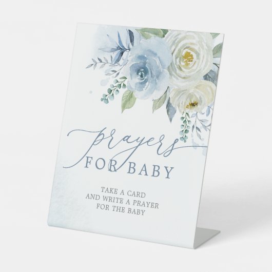 Dusty Blue Rose Flowers Prayers For Baby Sign 台座サイン (正面)