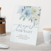 Dusty Blue Rose Flowers Prayers For Baby Sign 台座サイン (インサイチュ)