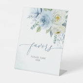 Dusty Blue Rose Flowers Shower Favors Sign 台座サイン (正面)
