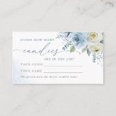 Dusty Blue Rose How Many Candies Shower Game card プレイスカード (正面)