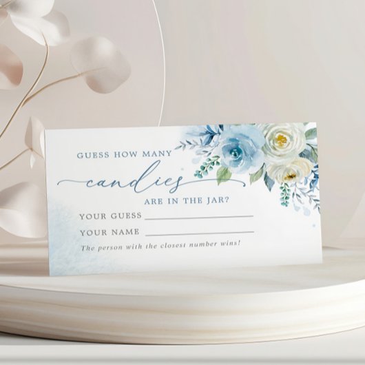 Dusty Blue Rose How Many Candies Shower Game card プレイスカード