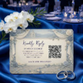 Dusty Blue Rose QR Code Wedding  出欠カード