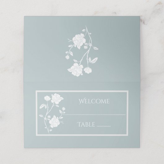 Dusty Blue Rose Reception Place Card プレイスカード (外部開封)