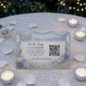 Dusty Blue Rose Romantic Wedding QR Code  出欠カード