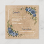 Dusty Blue Rose Rustic Kraft Wedding Details エンクロージャーカード (正面)