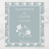 Dusty Blue Rose Wedding Wine Label ワインラベル (シングルラベル)