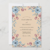 Dusty Blue Rose Whimsical Wedding 招待状 (正面)