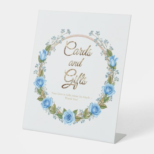 Dusty Blue Roses Baby’s Breathe Cards and Gifts 台座サイン (正面)