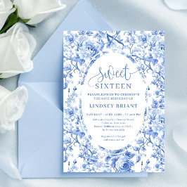 Dusty Blue Roses Digital Sweet 16 Invitation 招待状
