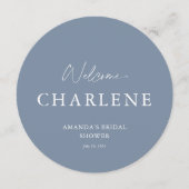 Dusty Blue Round Bridal Shower Welcome Menu メニュー (正面)