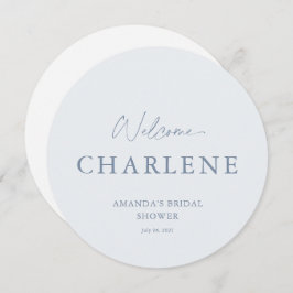 Dusty Blue Round Bridal Shower Welcome Menu メニュー