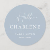 Dusty Blue Round Wedding Place Card & Menu  メニュー (正面)