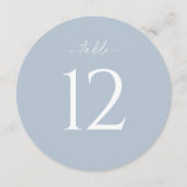 Dusty Blue Round Wedding Table Number 招待状 (正面)