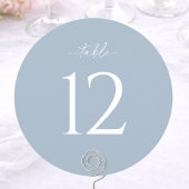 Dusty Blue Round Wedding Table Number 招待状