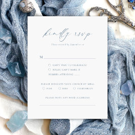 Dusty Blue RSVP Minimalist Wedding Card