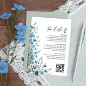 Dusty Blue & Sage Boho Wildflowers QR Code Details エンクロージャーカード