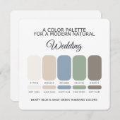 Dusty Blue Sage Green Wedding Color Palette Card 招待状 (正面/裏面)