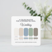 Dusty Blue Sage Green Wedding Color Palette Card 招待状 (スタンド正面)