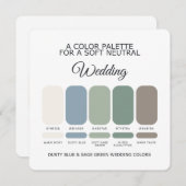 Dusty Blue Sage Green Wedding Color Palette Card 招待状 (正面/裏面)