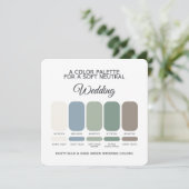 Dusty Blue Sage Green Wedding Color Palette Card 招待状 (スタンド正面)