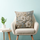 Dusty Blue Sage Tan Farmhouse Floral クッション (椅子)