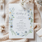 Dusty Blue Sage Wildflower Floral Wedding 招待状