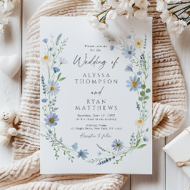 Dusty Blue Sage Wildflower Floral Wedding 招待状