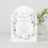 Dusty Blue Sage Wildflower Floral Wedding 招待状 (スタンド正面)
