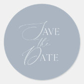 Dusty Blue Save The Date Script Wedding  ラウンドシール (正面)